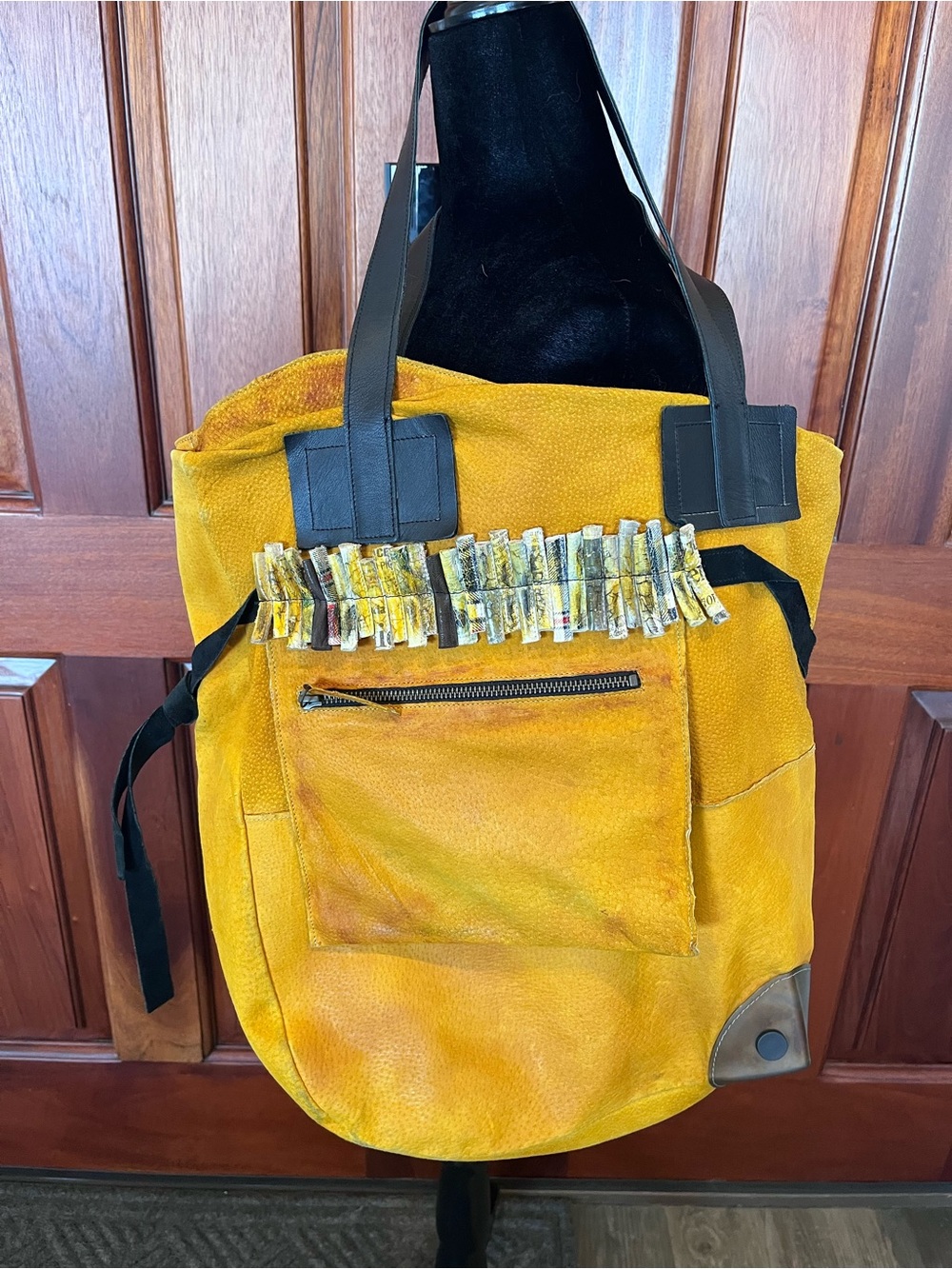 PAPUCEI Free People SUEDE LEATHER Large Tote Shoulder Bag RARE UNIQUE Purse